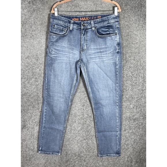 Urban Pipeline Max Flex Jeans Mens Size 32x30 Slim Fit Blue Distressed Denim - Picture 1 of 9